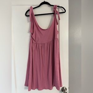 Pink sundress with tie sleeves